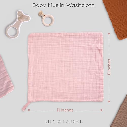 Muslin Baby Washcloths for Newborns, Pack of 8, 11"x11", Super Soft Cotton, Absorbent and Gentle, Baby Cotton Wipes, Baby wash Cloths - color: Pink and Fish