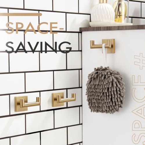 KOKOSIRI Robe Hooks Bath Towel Hooks Bathroom Hardware Double Coat Hooks Wall Mounted, 3 Pack Champagne Bronze Stainless Steel B1015CPG-P3 - color: Champagne Bronze, size: 3 Pack