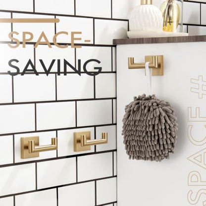 KOKOSIRI Robe Hooks Bath Towel Hooks Bathroom Hardware Double Coat Hooks Wall Mounted, 3 Pack Champagne Bronze Stainless Steel B1015CPG-P3 - color: Champagne Bronze, size: 3 Pack