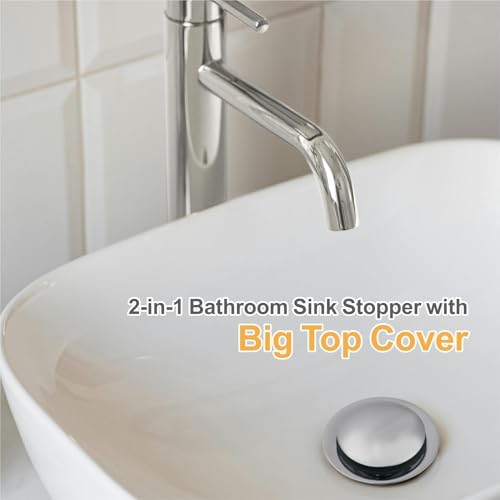WELLUP Bathroom Sink Stopper,Sink Drain Stopper Pop Up Strainer Silver | Chrome Sink Stopper Replacement,Bathroom Sink Drain Stopper with Hair Catcher,Fits 1 1/8"-1 1/2",Anti-Clogging Strainer - color: Silver