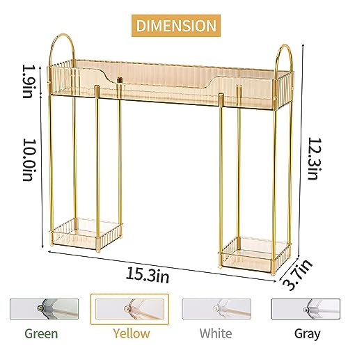YCIA&DONE Bathroom Countertop Organizer Over The Faucet, Narrow Counter Organizers Above Sink, Table Mounted Faucet Sink Shelf for Kitchen, Toilet, Laundry(Amber Gold) - color: Amber Gold
