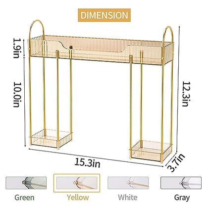 YCIA&DONE Bathroom Countertop Organizer Over The Faucet, Narrow Counter Organizers Above Sink, Table Mounted Faucet Sink Shelf for Kitchen, Toilet, Laundry(Amber Gold) - color: Amber Gold