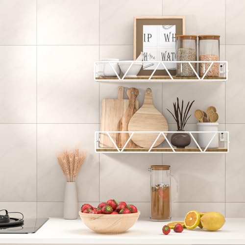 Floating Shelves Set of 3, Wood Wall Shelf, Farmhouse Shelf for Bedroom | Wall Mounted Floating Shelf for Living Room, Bedroom, Bathroom, Kitchen, Office - color: White