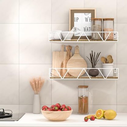 Floating Shelves Set of 3, Wood Wall Shelf, Farmhouse Shelf for Bedroom | Wall Mounted Floating Shelf for Living Room, Bedroom, Bathroom, Kitchen, Office - color: White