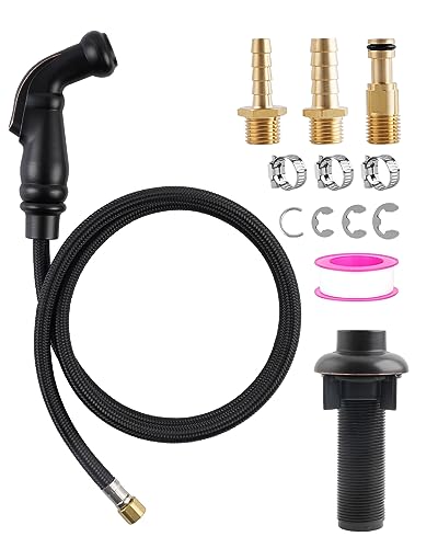Universal Kitchen Faucet Sprayer Attachment/Hose/Holder, Oil Rubbed Bronze | NSF/ANSI/CAN 372 Certified, With 3 Adapters Compatible with Moen/Delta Faucet Sprayer Replacement, Kitchen Sink Side Head - color: Oil Rubbed Bronze, style: Sprayer Head/Hose/Hol