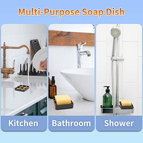 Bamboo Soap Dishes for Bar Soap Holders for Shower with Drainage for Bathroom Sink Bulk Small Wooden Soap Tray (Single Right Angle Black) - color: Single Right Angle Black