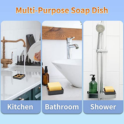 Bamboo Soap Dishes for Bar Soap Holders for Shower with Drainage for Bathroom Sink Bulk Small Wooden Soap Tray (Single Right Angle Black) - color: Single Right Angle Black