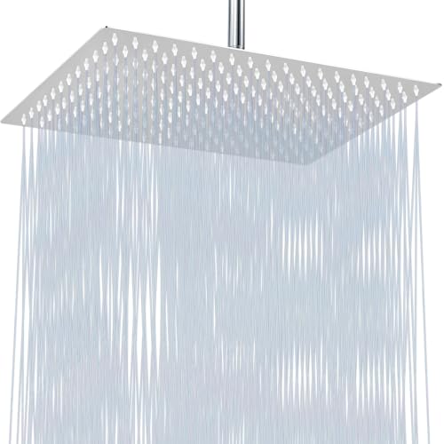 Extra Large Rain Shower Head, High Flow Stainless Steel 16 * 12 Inch Rectangle Rainfall Shower, Waterfall Bath Shower Body Covering, Ceiling or Wall Mount (Chrome) - size: 16 x 12 Inch Rectangle
