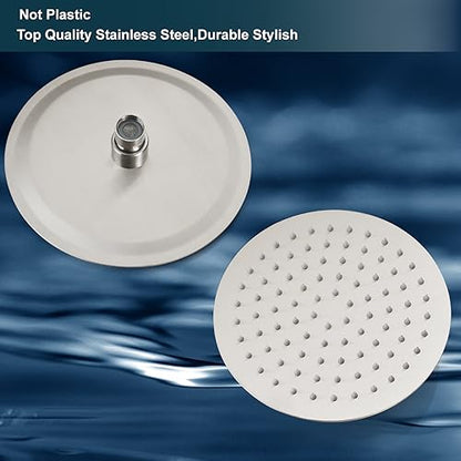 Midanya Round Rain Shower Head,High Pressure,Brushed Nickel 12 Inch | 360°Swivel,Ceiling or Wall Mount,Waterfall Full Body Coverage,Bathroom Remodel,Stainless Steel Large Rainfall Shower Head - color: Nickel, size: 12 Inch