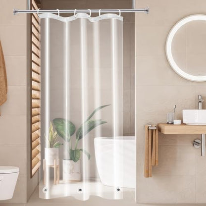 AooHome Eva Small 36x72 Inches Shower Liner, See Through Clear 8 Gauge Bathroom Curtain with Hooks, Bottom Magnets, Water Repellent, Heavy Duty, Rust Proof Grommets - color: Clear, size: 36"W x 72"L (Pack of 1)