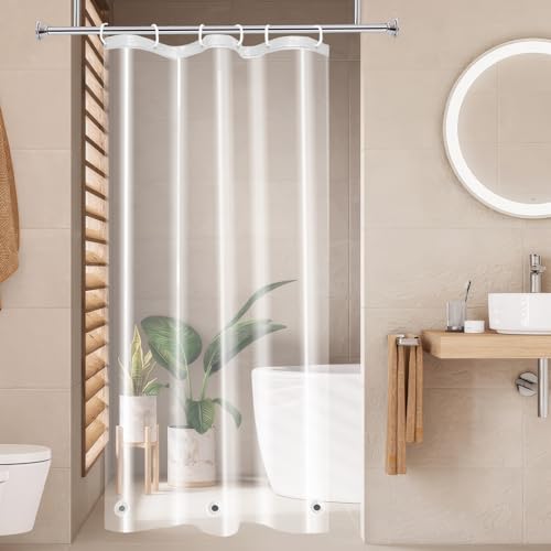 AooHome Eva Small 36x72 Inches Shower Liner, See Through Clear 8 Gauge Bathroom Curtain with Hooks, Bottom Magnets, Water Repellent, Heavy Duty, Rust Proof Grommets - color: Clear, size: 36"W x 72"L (Pack of 1)