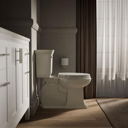 KOHLER K-4774-47 Brevia Elongated Toilet Seat with Quick-Release Hinges And Quick-Attach Hardware For Easy Clean, Almond - color: Almond, size: Elongated