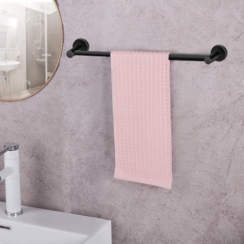 MGahyi Adjustable Stainless Steel Towel Racks for Bathroom 13.18-24In | Rustproof Single Towel Bar Wall Mounted, Sturdy & Space-Saving Towel Holder Rod for Bathroom Accessories, Black - color: Black