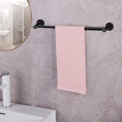 MGahyi Adjustable Stainless Steel Towel Racks for Bathroom 13.18-24In | Rustproof Single Towel Bar Wall Mounted, Sturdy & Space-Saving Towel Holder Rod for Bathroom Accessories, Black - color: Black