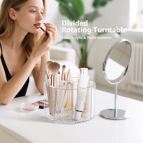 Divided Drink Packet Organizer, Rotating Turntable Organizer, Lazy Susan | Clear Lazy Susan, Water Drink Packet Holder, Rotating Storage Organizer for Powdered Drink Mix, Water Drink Packet Holder - size: 1 Pack - 4 Section 6.1in