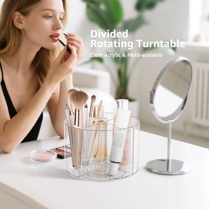 Divided Drink Packet Organizer, Rotating Turntable Organizer, Lazy Susan | Clear Lazy Susan, Water Drink Packet Holder, Rotating Storage Organizer for Powdered Drink Mix, Water Drink Packet Holder - size: 1 Pack - 4 Section 6.1in