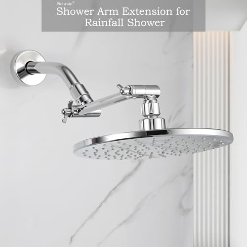 6 Inch Adjustable Shower Head Extension Arm, All-Metal Shower Arm Extender with Locking Set Screw for Rainfall, Fixed, Handheld Showerheads, G1/2 Universal Thread, Easy Installation, Chrome - color: CP, style: 6 Inch