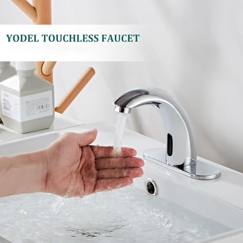 Chrome Touchless Bathroom Sink Faucet - Automatic Sensor Faucet - Dual Power Supply 110V AC or Battery Operated for Commercial - color: Chrome
