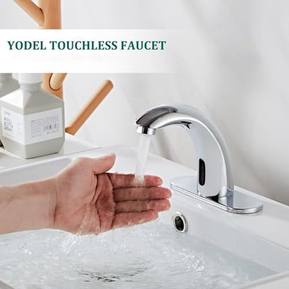 Chrome Touchless Bathroom Sink Faucet - Automatic Sensor Faucet - Dual Power Supply 110V AC or Battery Operated for Commercial - color: Chrome