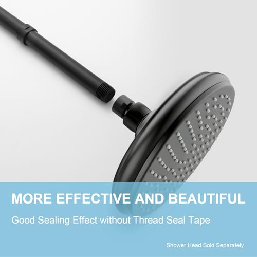 OFFO Shower Head Extension Arm, 12 in Shower Arm Extension Shower Head Extender Made of 304 Stainless Steel Shower Pipe Extension, Matte Black - color: Matte Black, style: 12 in