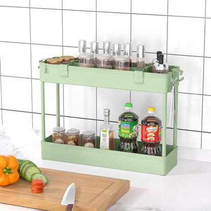 Slim Storage Cart 3 Tier,Bathroom Organizer Rolling Utility,Mobile Shelving Unit Slide Out for Office, Kitchen, Laundry Room & Narrow Places，Green - color: Green
