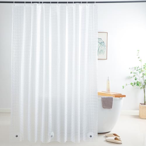 Shower Curtain Liner 74 Inches Long, EVA Heavy Duty Clear Shower Liner with 3 Strong Weights, 3D Square, 72 x 74 Inch - color: 3d Square, size: 72"W x 74"L (Pack of 1)