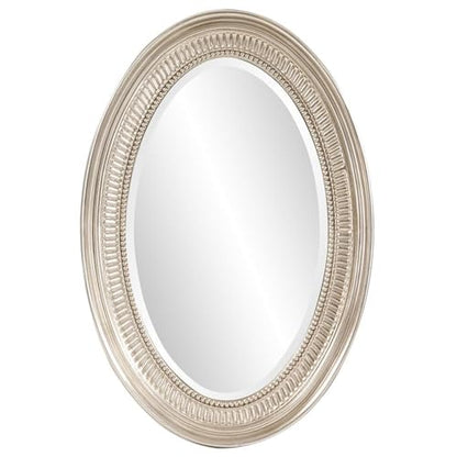 Howard Elliott Collection Ethan Oval Hanging Wall Or Vanity Mirror, Brushed Nickel, 21 x 31 Inch - color: Brushed Nickel