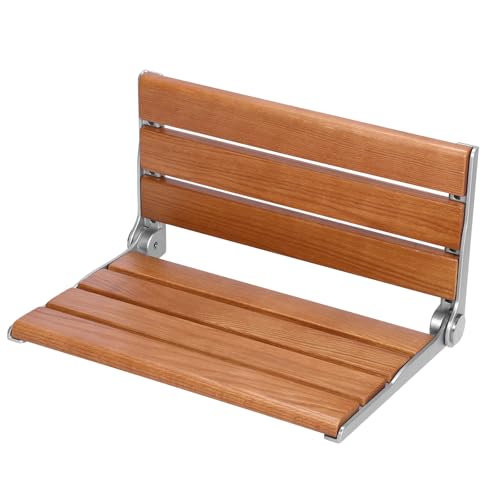 17.7inch Wall-Mounted Folding Shower Seat with Back Fold Up Bathroom Stool Chair Anti-Slip for Elderly Disabled Pregnant