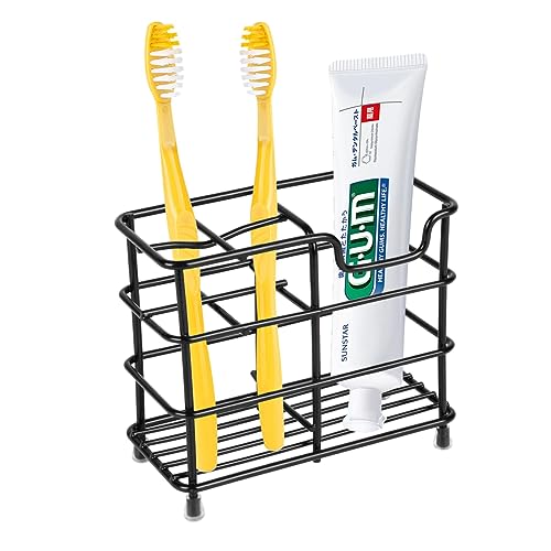 Toothbrush Holder for Bathrooms,Black | Stainless Steel 5 Slot - size: Small