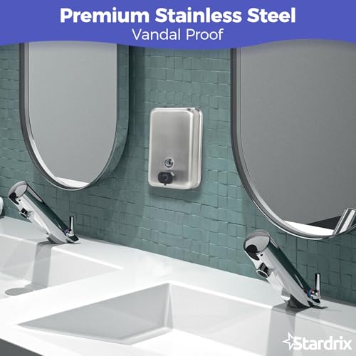 Stardrix Heavy Duty Stainless Steel Wall Mount Soap Dispenser, 1100ml/37oz, with Corrosion Proof Lining and Anti-Leak Pump for Commercial & Home Bathroom Kitchen(Vertical) - size: Vertical