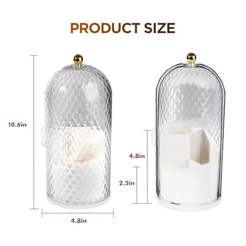 3 Slots Rotating Toothbrush Holders with Lid for Bathroom | Coverd Tooth Brush Holders for Countertop, Concealed Makeup Brush Holder, Toothpaste Holder-White - color: White