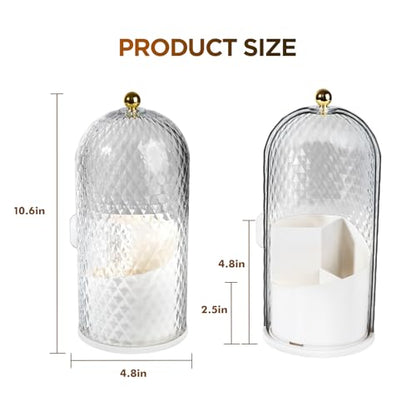 3 Slots Rotating Toothbrush Holders with Lid for Bathroom | Coverd Tooth Brush Holders for Countertop, Concealed Makeup Brush Holder, Toothpaste Holder-White - color: White