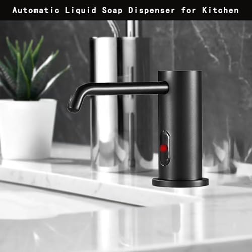 Automatic Soap Dispenser for Kitchen, Electric Soap Dispenser Built in Sink | Touchless Liquid hand Soap Dispenser with 1000ml Bottle, Infrared Sensors Soap Dispenser for Business Bathroom Matte Black - color: Matte Black-liquid
