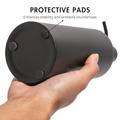 Black Round Stainless Steel Soap Dispenser, 15 oz - color: Black
