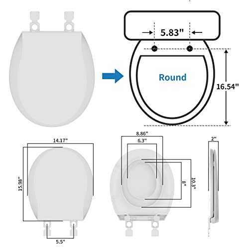 Hibbent Potty Training Toilet Seat, Built-in Magnetic Seat, Lid with Oval Cover, Never Loosen and Slow Close Convertible Toilet Seat for Kids, Adult and Child (White, Round) - style: Classic Round 16.5"