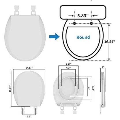 Hibbent Potty Training Toilet Seat, Built-in Magnetic Seat, Lid with Oval Cover, Never Loosen and Slow Close Convertible Toilet Seat for Kids, Adult and Child (White, Round) - style: Classic Round 16.5"
