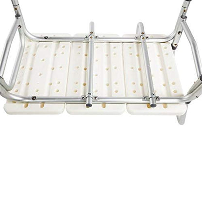 Bath Chair,Adjustable Handicap Shower Chair Seat Bench Transfer Bench with Arms and Backs,3 Blow Molding Plates Aluminium Alloy for Seniors Elderly Baby Bathtub Lift Chair (White) - color: White