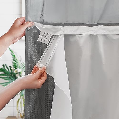 Barossa Design Frosted Snap-in Shower Curtain Liner Replacement, 70x54 | Premium PEVA, Waterproof, Lightweight Snap On/Off Removable Liner for No Hook Shower Curtain, Hotel/Home Use - color: Frost, size: 70"W x 54"L (Pack of 1)