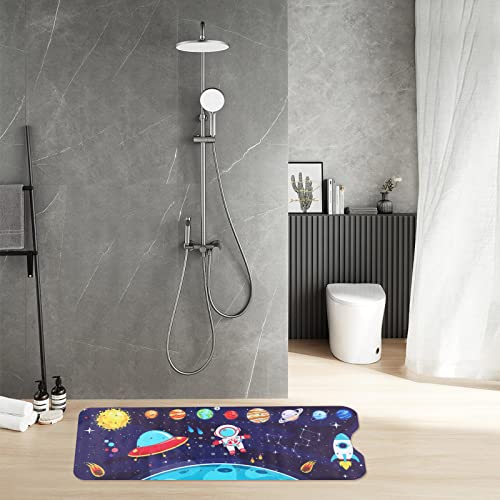 Bathtub Mat Kids Baby Non Slip Shower Mat 40X16 Inch Extra Long Toddler Anti Slip Bath Mats for tub Mat with Suction Cups and Drain Holes,Sky - color: Multicolor