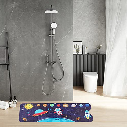 Bathtub Mat Kids Baby Non Slip Shower Mat 40X16 Inch Extra Long Toddler Anti Slip Bath Mats for tub Mat with Suction Cups and Drain Holes,Sky - color: Multicolor