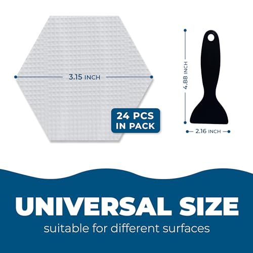 Anti-Slip Shower Stickers - Help Reduce Slipping in Bathtub & Shower, Clear Non-Slip Bath Strips, Strong Adhesive Bathtub Appliques Suitable for Homes with Kids, Adults & Seniors - 24 Pcs - Homergy - size: Hexagon