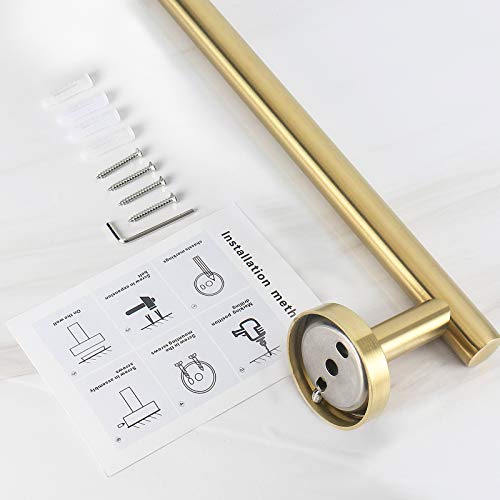 NearMoon Bath Towel Bar, Thicken Stainless Steel Shower Towel Rack Holder Wall Mounted for Bathroom, 12-lnch Overall Length-10-lnch Usable Hanging Space (1 Pack, Brushed Gold) - color: Brushed Gold, size: 12 Inch