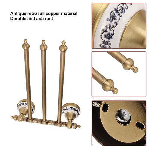 Swivel Towel Rack, Multi arm Brass Bathroom Towel Rack wall Mounted 180° Rotation Thicken Hanger bar for Bathroom for Kitchen (Three Rods) - size: Three Rods