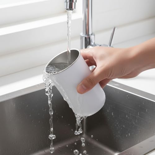 Stainless Steel Mouthwash Cups, 12oz/350ml White Metal Drinking Cup Toothbrush Cup Reusable Drinkware Home & Outdoor Activities Tumbler Cups for Coffee Bathroom office and Travel