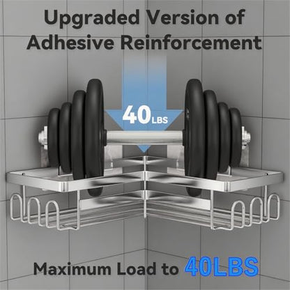Adhesive Shower Caddy Shelf Organizer Rack,Rustproof Stainless Steel Bathroom Organizer with Large Capacity, No Drilling Corner Shower Shelves for Bathroom Storage & Home Decor - style: Style 2