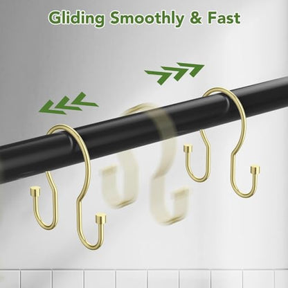 Shower Curtain Hooks, Simple Shower Curtain Rings, Sturdy Shower Curtain Hangers, Double Hook Gold Shower Curtain Hooks, Smooth Gliding Metal Shower Hooks for Shower Curtain (Gold, 24 Pack) - color: Gold, size: 24 Pack