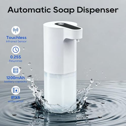 Automatic Soap Dispenser Touchless, Liquid & Foaming Soap Dispensers, USB Rechargeable Smart Hand Soap Dispenser, 3-Level Adjustable, 12.2oz/360ml (Gel Version and Foam Version) - color: Gel Version and Foam Version