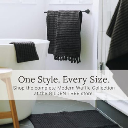 GILDEN TREE Decorative Waffle Hand Towels for Bathroom, 20x35 Large, Quick Drying Fingertip Towel, 2 Pack, Modern Style (Midnight Blue)