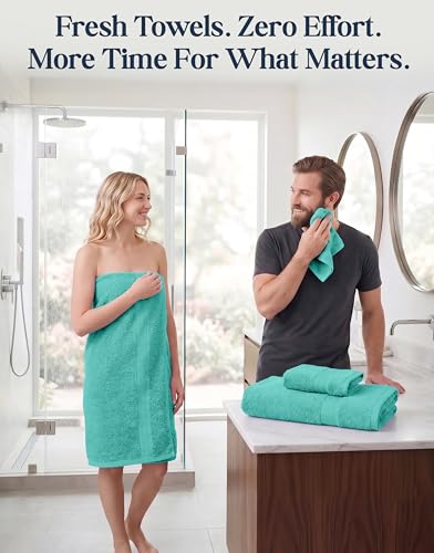 LANE LINEN Towel Set 6 Piece Soft Absorbent Quick Dry 100% Cotton - Teal | Towels And Washcloths - Terry Weave Comfort, Long-Lasting Comfort, Hotel-Style Look, Gets Softer With Every Wash - color: 09: Teal