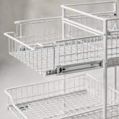 Juju 2-Tier Under Sink Organizer - Steel Wire Pull-Out Storage Rack for Kitchen and Bathroom Cabinets